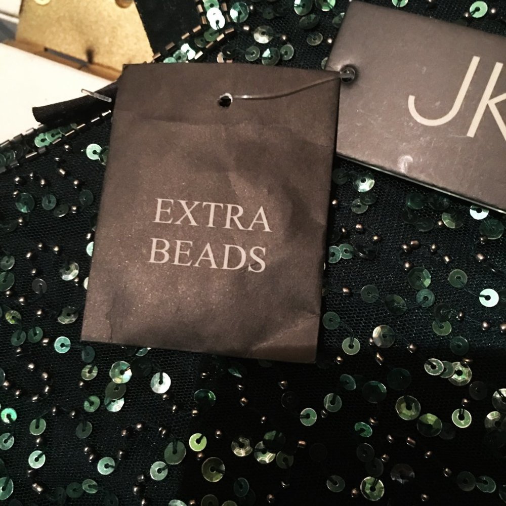 J KARA 3/4 Sleeve V-Neck Beaded Top Long Gown NEW WITH TAGS! - Picture 16 of 16